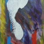 Spiekerooger Schlickspuren, 2014.1, Acryl auf Holz, 200 x 20 cm